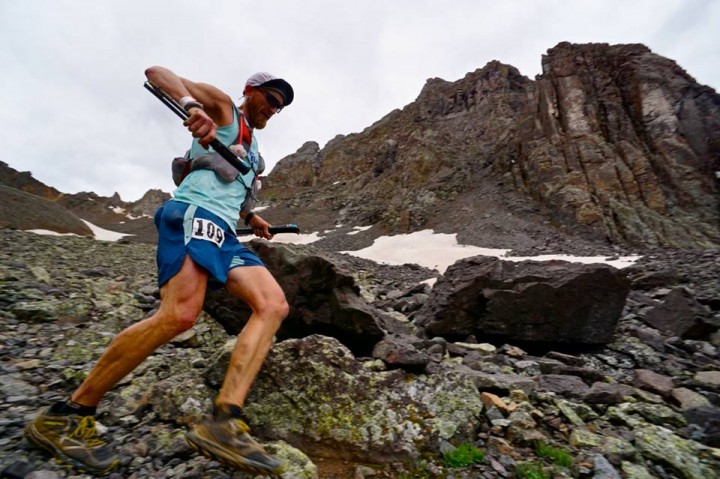 Descending Grant Swamp Pass scree field. Photo by Gary Wang.